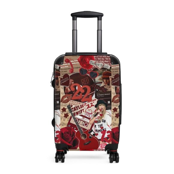 Taylor Swift Suitcase, Red Album Swift Music Lover Compact Travel Luggage - Picture 2 of 8